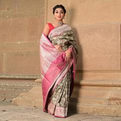 Banarasi Georgette Cutwork Contrast Silk Saree