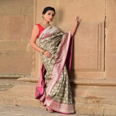 Banarasi Georgette Cutwork Contrast Silk Saree