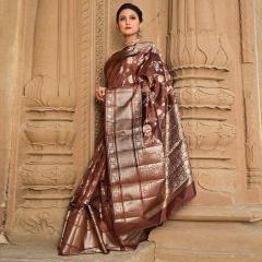 Pure Banarasi Dupian Silk Chocolate Saree