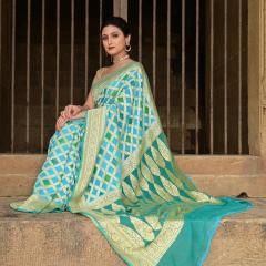 Pure Banarasi Khaddi Georgette Brush Dye Saree