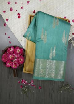 Pure Banarasi Chynia Silk Forest Green Saree