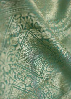 Pure Banarasi Chynia Silk Forest Green Saree