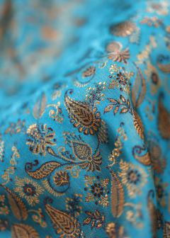 Pure Banarasi Satin Tanchui Blue Saree