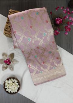 Pure Banarasi Katan Silk Gajari Pink Saree