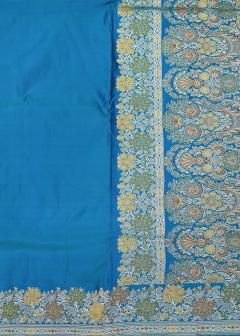 Pure Banarasi Turquoise Meenakari Silk Saree